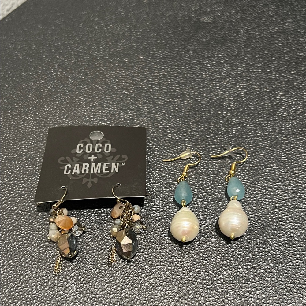 Coco + Carmen Gold and Cream Earrings